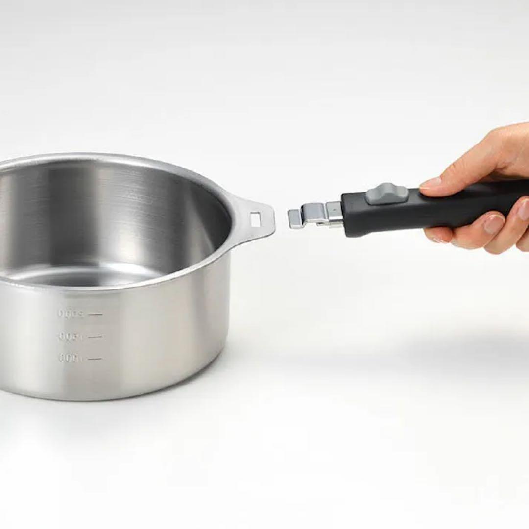 【日本製】燕三 IH対応ハンドル着脱式鍋 4点セット （蒸し台付)