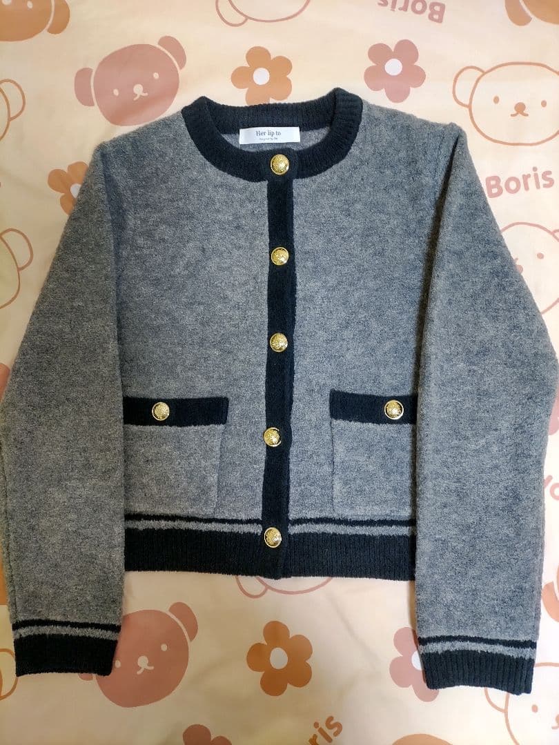 herlipto♡Boucle Bicolor Knit Jacket