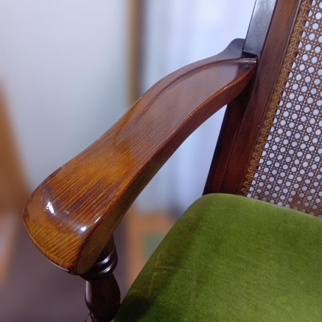 オールドカリモクbackrest-rattan モケットグリーンkarimoku