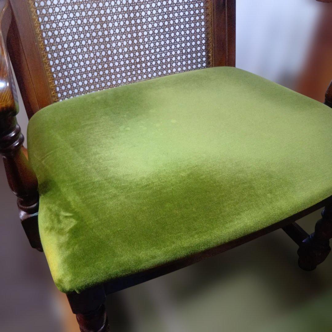 オールドカリモクbackrest-rattan モケットグリーンkarimoku