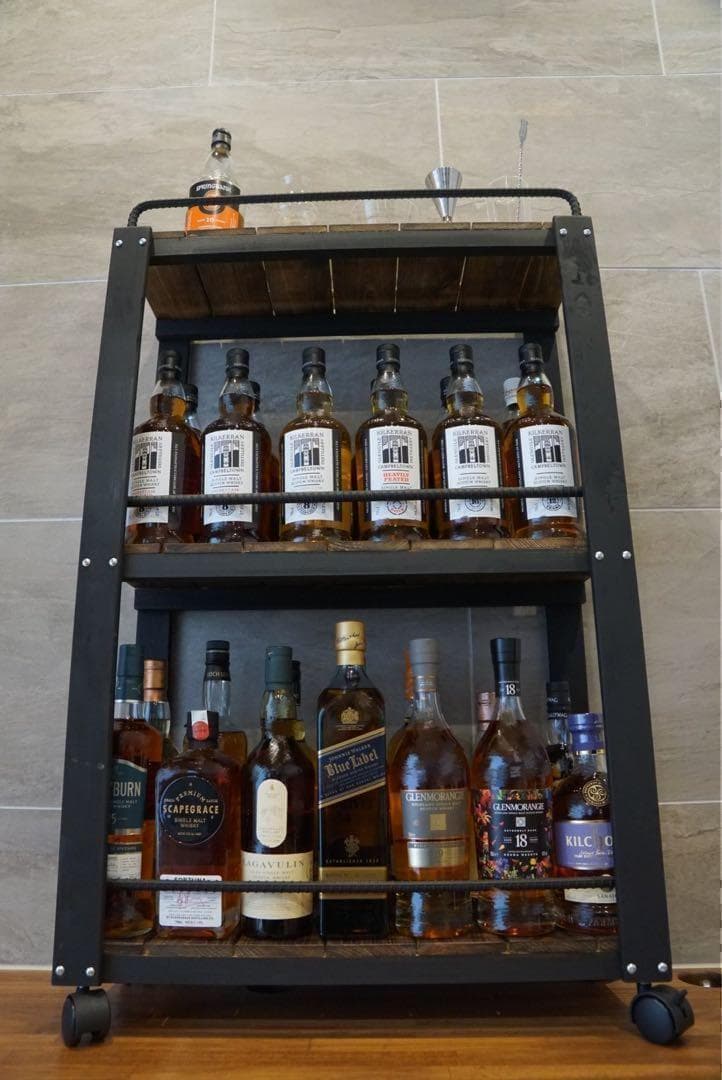 ウイスキーラック　サイドバーワゴンタイプ　男前インテリア　111