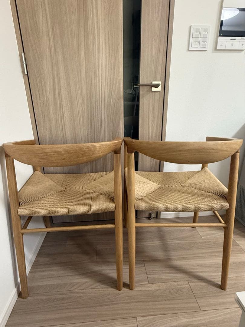美品★オーク材ペーパーコードアームチェア 2脚セット