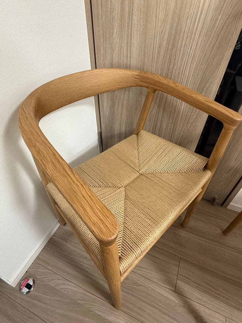 美品★オーク材ペーパーコードアームチェア 2脚セット