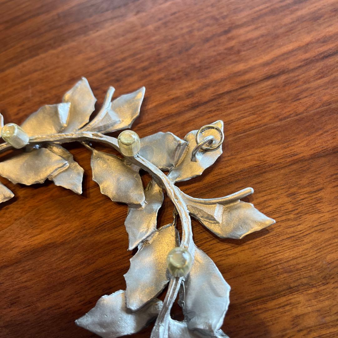 アトリエジュンコ　鍋敷　ポットスタンド　リース　シルバー系　美品　ピューター