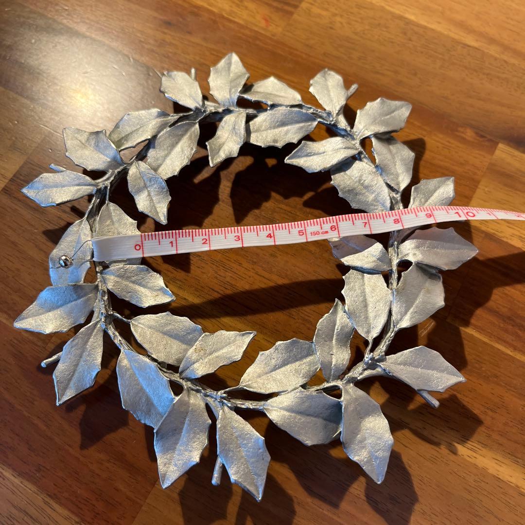 アトリエジュンコ　鍋敷　ポットスタンド　リース　シルバー系　美品　ピューター