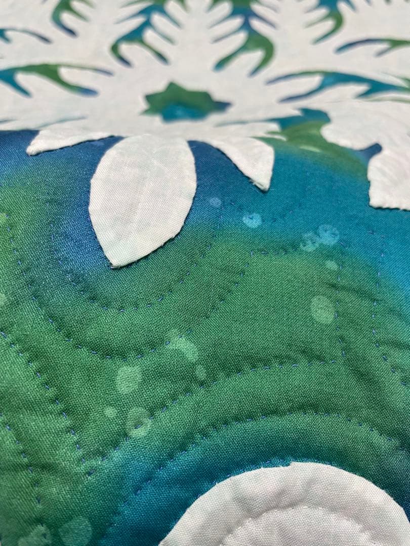 専用ハワイアンキルト タペストリー 緑柄白柄