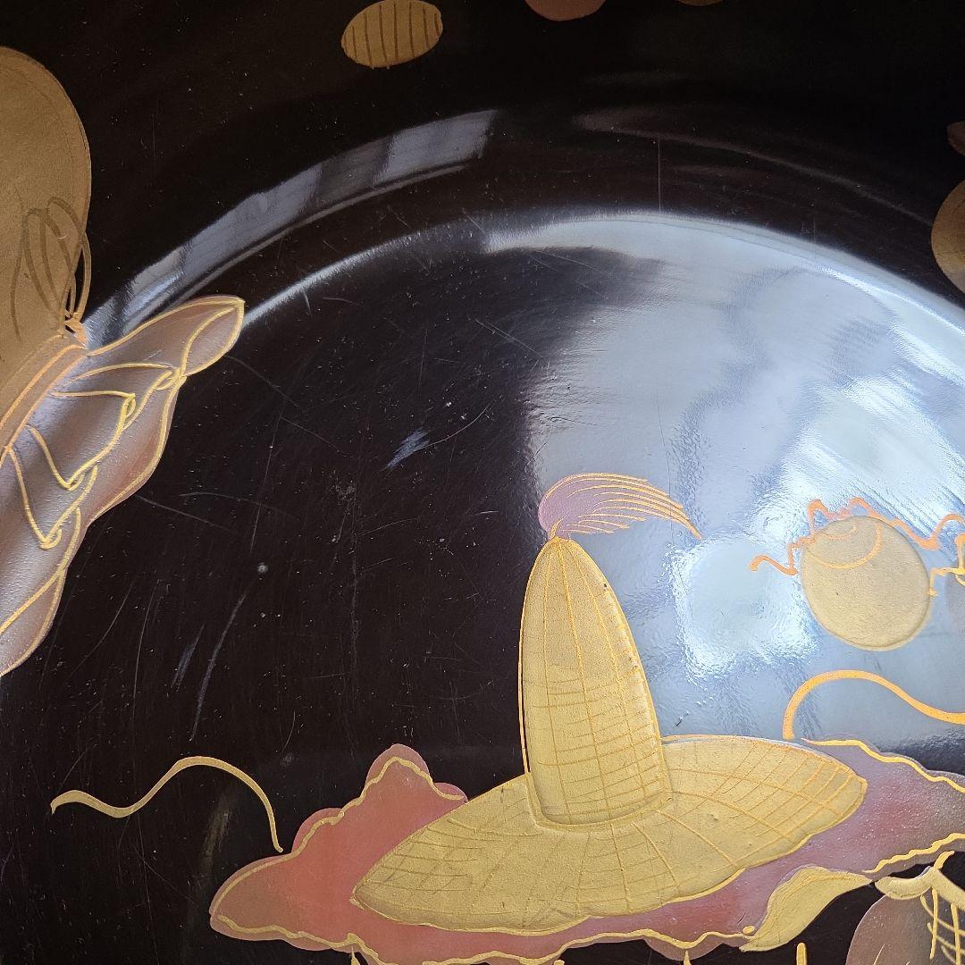 漆器 深皿 金色装飾 直径30cm