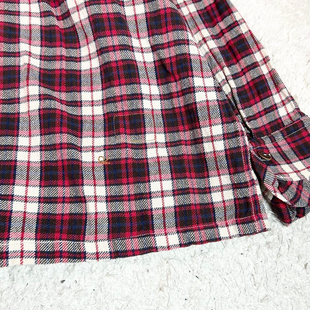 45R インドネル チェック柄 タックフリルブラウス　プルオーバ45rpm