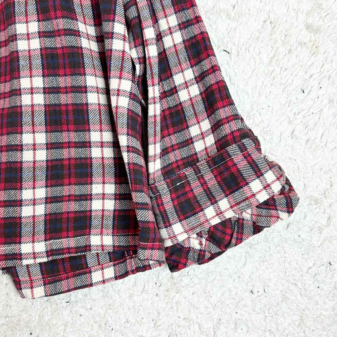 45R インドネル チェック柄 タックフリルブラウス　プルオーバ45rpm