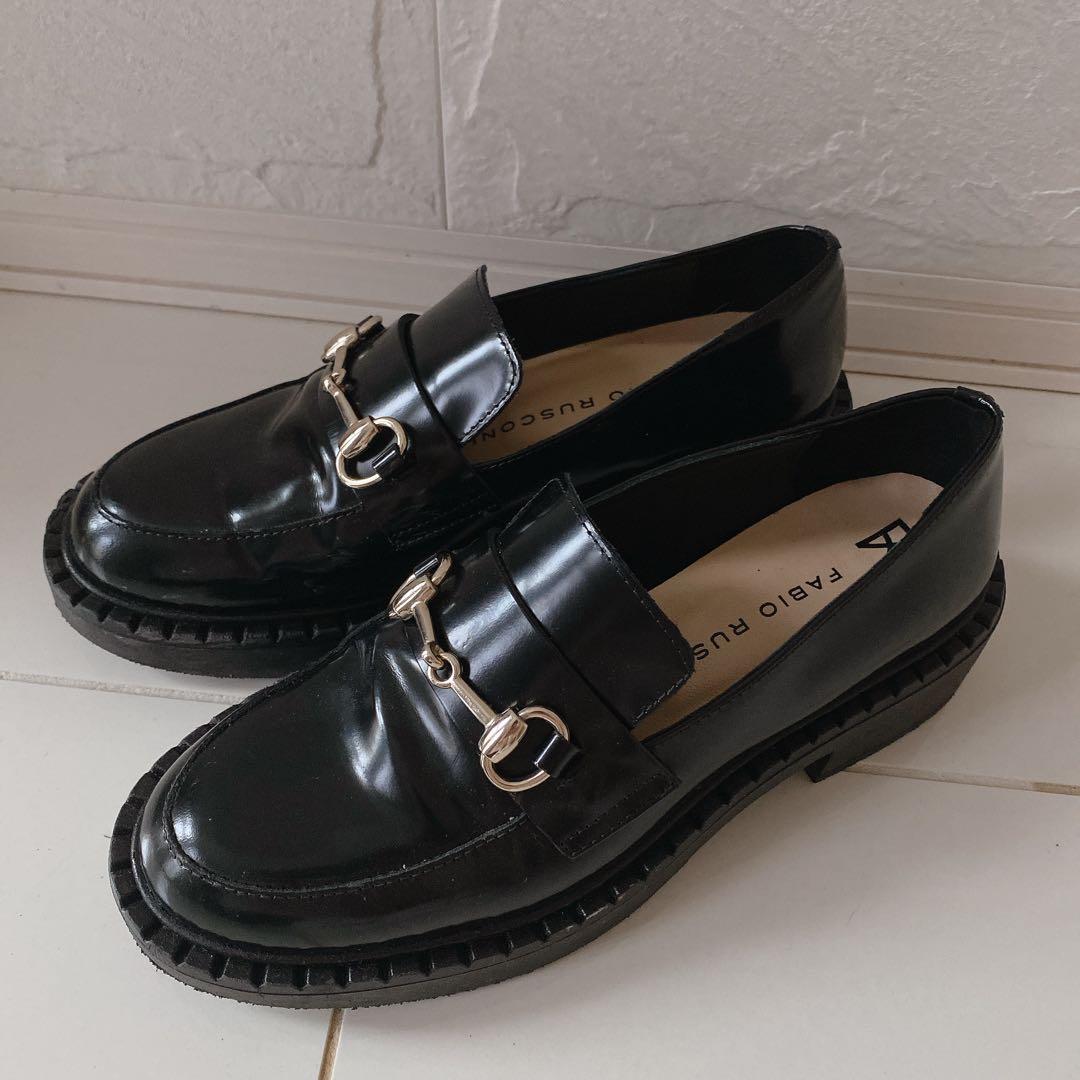 FABIO RUSCONI タンクソール 黒 ローファー　23cm