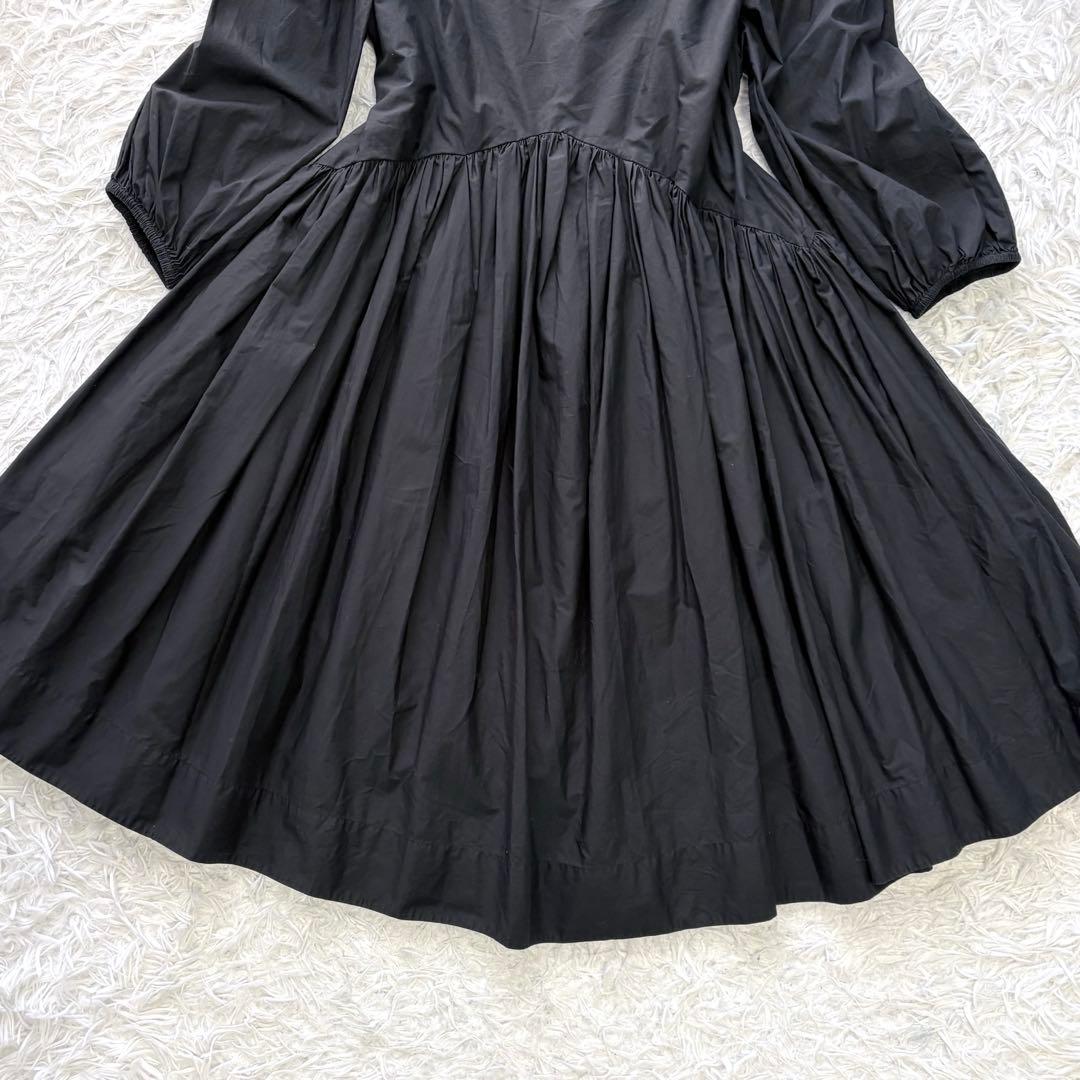 Merlette マーレット 膝丈ワンピース Vネック ギャザー ブラック XS