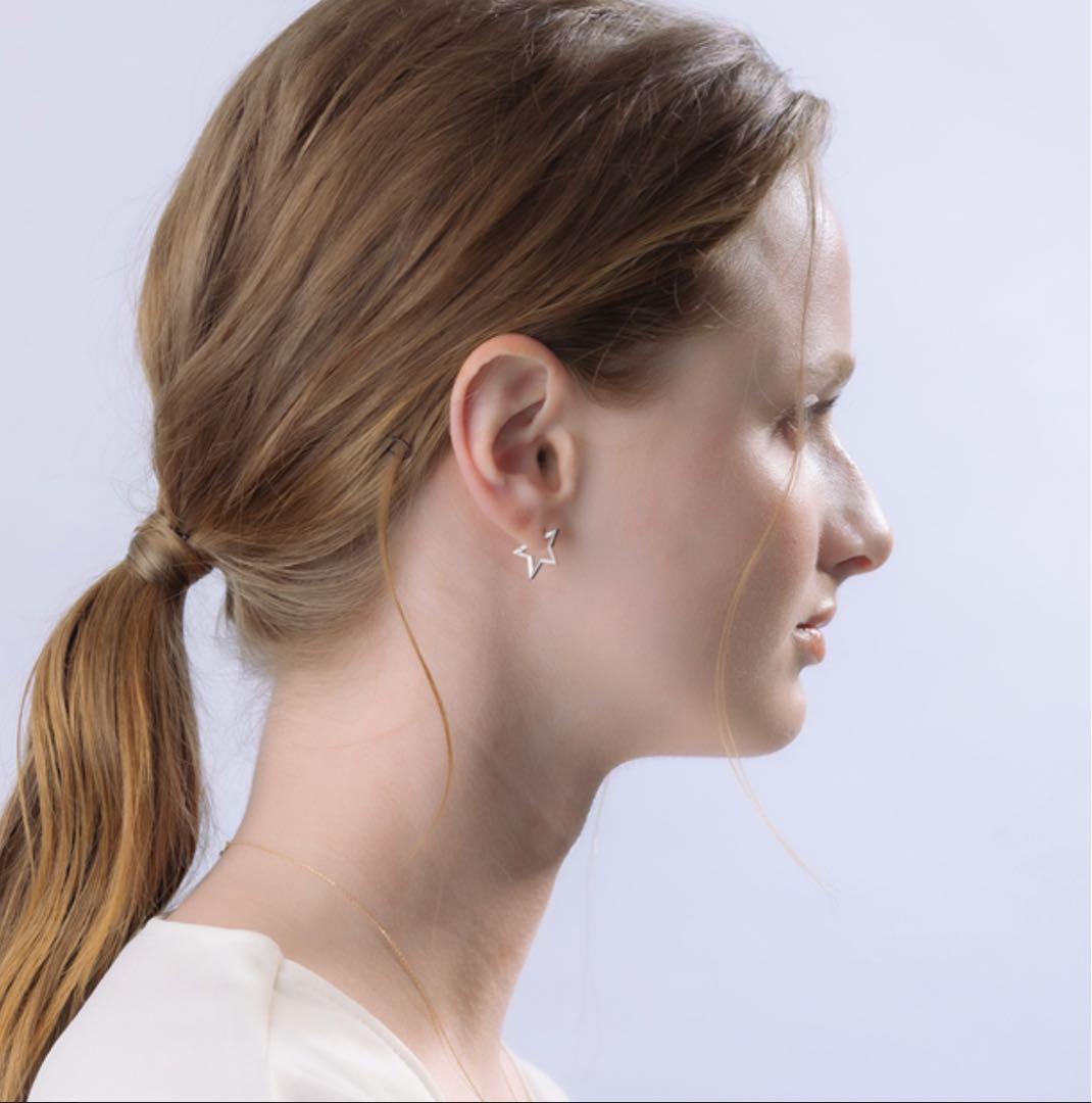 スタージュエリー スター フープ ピアス ホワイト 星型 美品