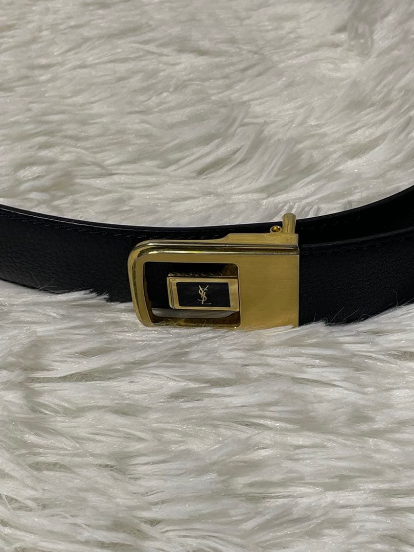 イヴサンローラン YSL レザーベルト 本革　箱付き　ロゴバックル ブラック