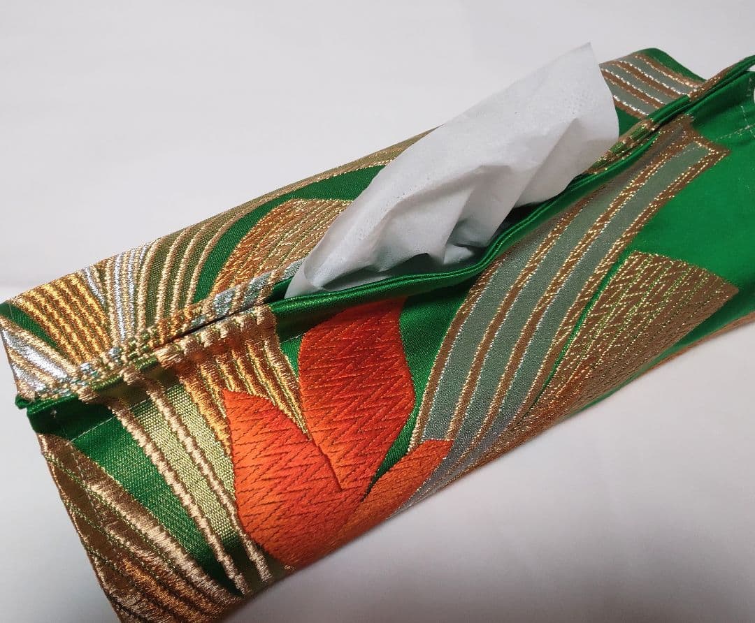 【売却済】正絹袋帯リメイククッションカバー&ティッシュBOXカバーset①