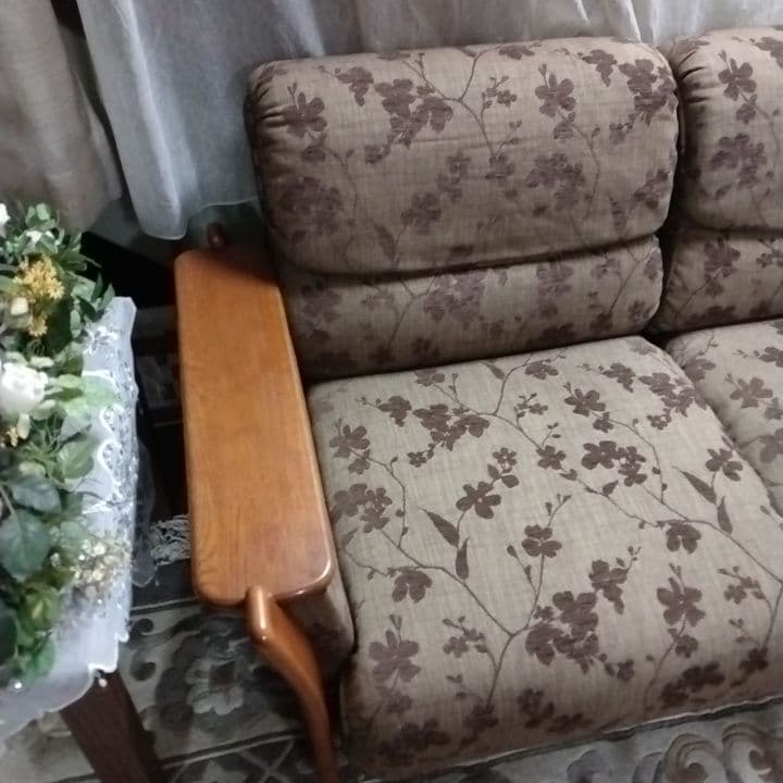 花柄デザイン 2人掛けソファ　国産家具