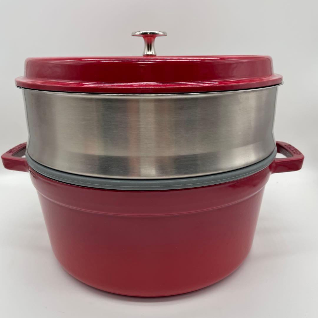 未使用級 staub ストウブ ピコ ココット ラウンドスチーマーセット 26㎝