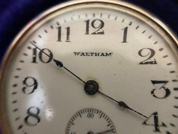 三越呉服店購入 WALTHAM pure pm 純プラチナケース刻印 懐中時計