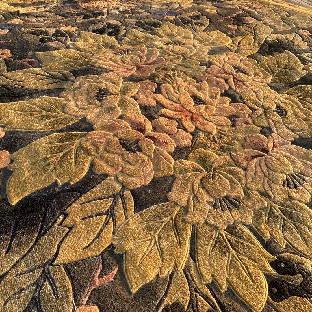 【シルク段通】 大判 カーペット ラグ アンティーク　レトロ