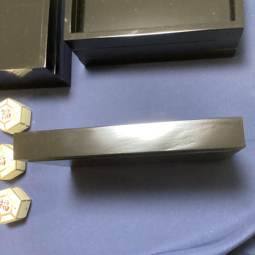 木製黒塗長角八寸と京焼福字香合　珍味入れ　　7セット　　新品未使用