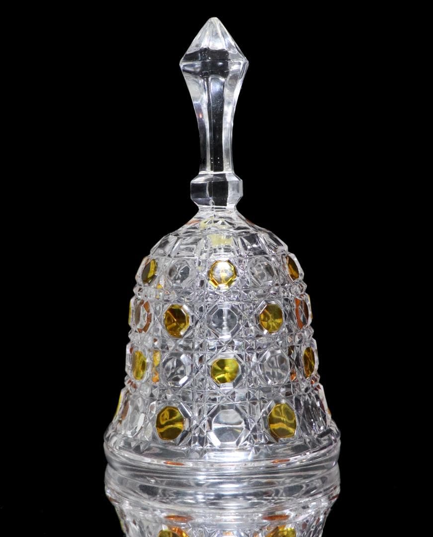 オールド・バカラ 上級作品 黄色被せ装飾大型15cm ディナーベル ディアマン