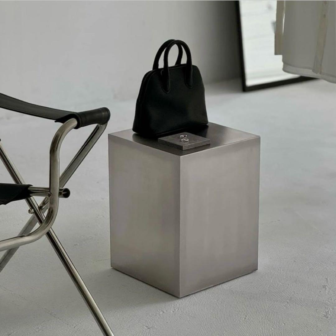 【新品】ステンレス製 スツール/サイドテーブル〈四角〉