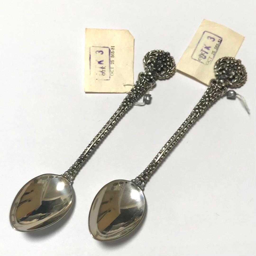1960年代 ソ連 銀製 ティースプーン 2点 未使用 916 SILVER