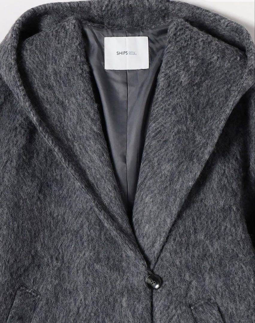 SHIPS any★シャギー フーディー ガウン コート
