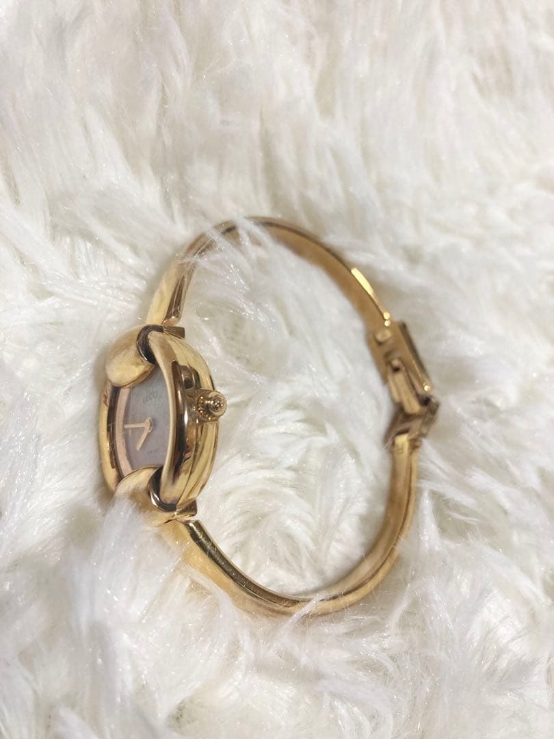 【説明書 箱付き】GUCCI 1400L ゴールド ピンクシェル GG柄