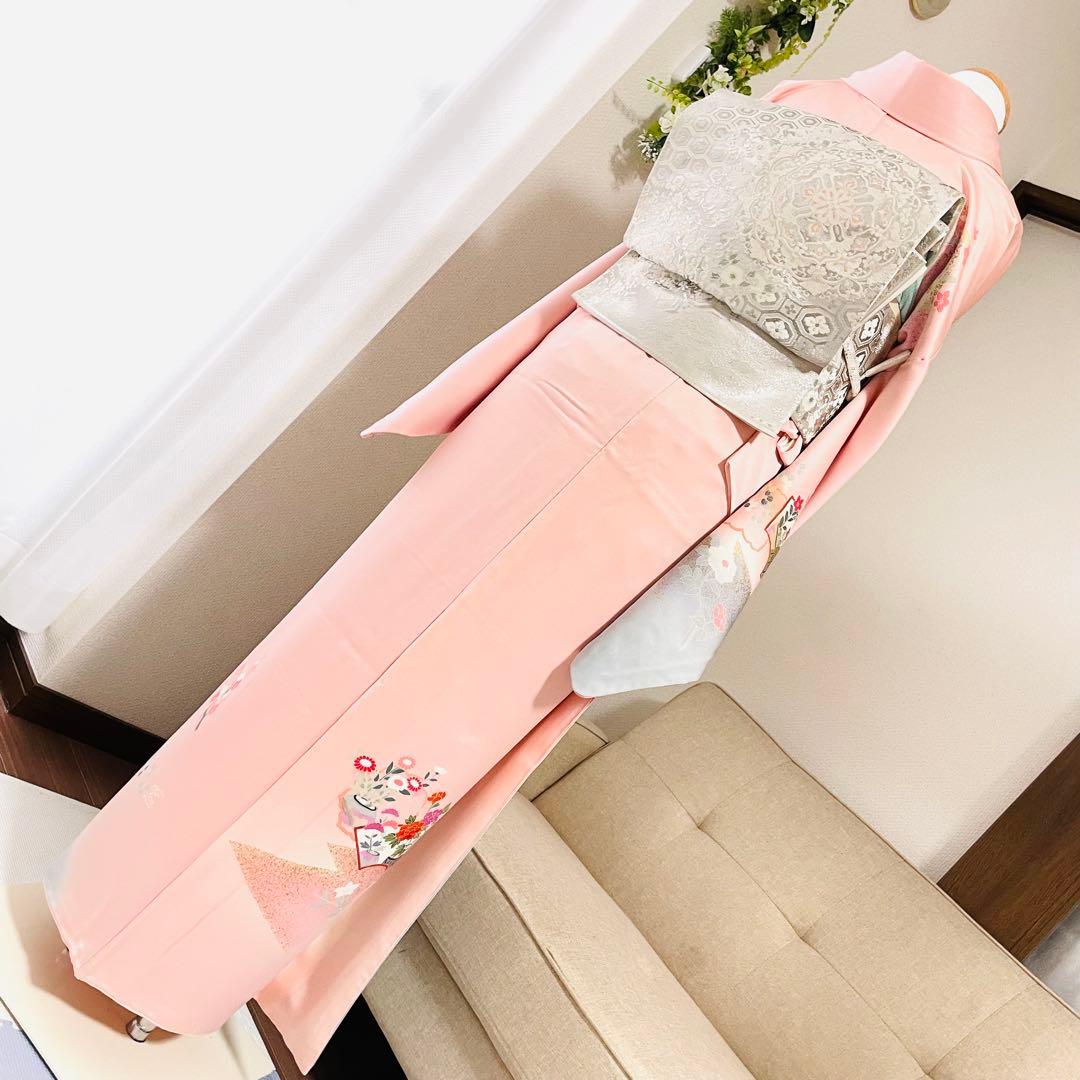 ベビーピンク 友禅 単品訪問着 入学式 卒業式 入園式 春 秋 冬