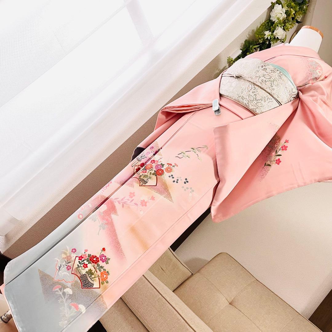 ベビーピンク 友禅 単品訪問着 入学式 卒業式 入園式 春 秋 冬