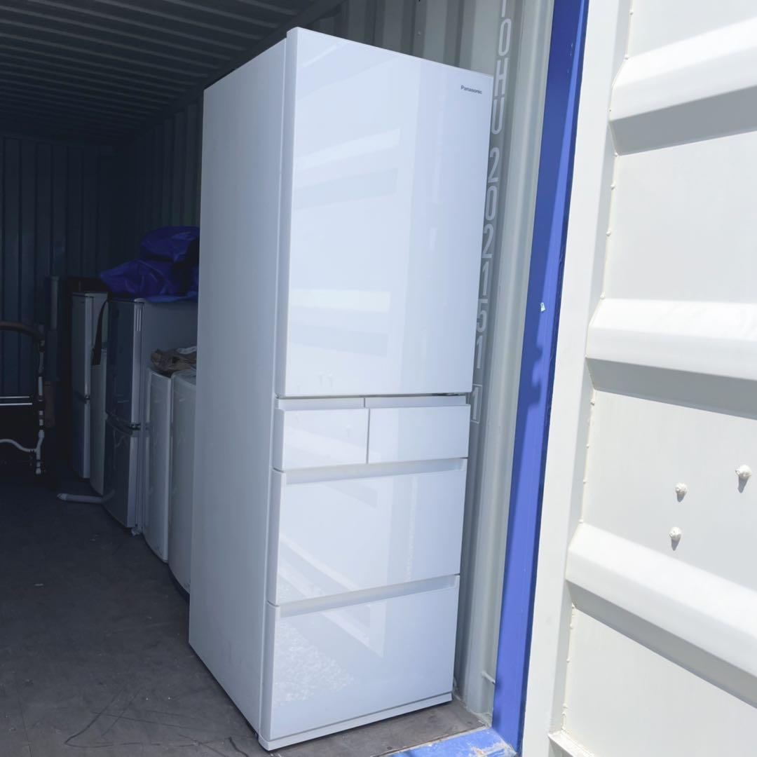 取付無料！パナソニック高性能おしゃれホワイトインテリアガラス5ドア冷蔵庫！洗濯機