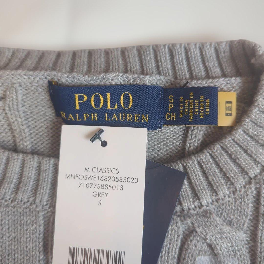 【新品】Polo Ralph Lauren ケーブルニットセーター S グレー