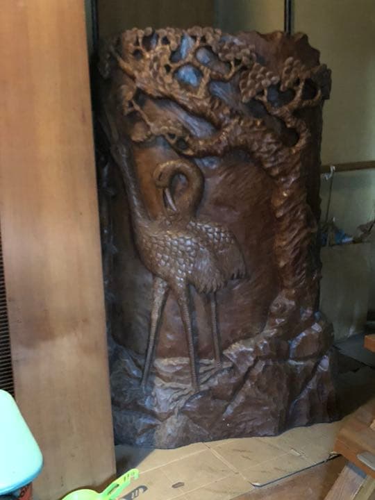 木彫鶴「松鶴」の衝立ついたて