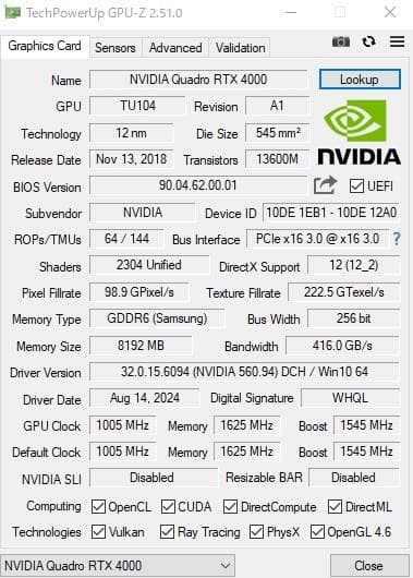 値下げ不可 Quadro RTX 4000 8GB 動作保証 0416