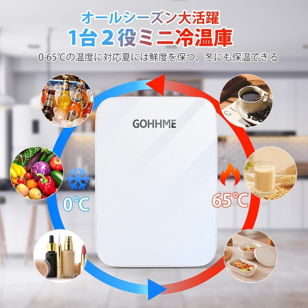 ★ミニ冷蔵庫 10L ★0~65℃ 冷温庫 屋内車載両用 静音 AC/DC給電