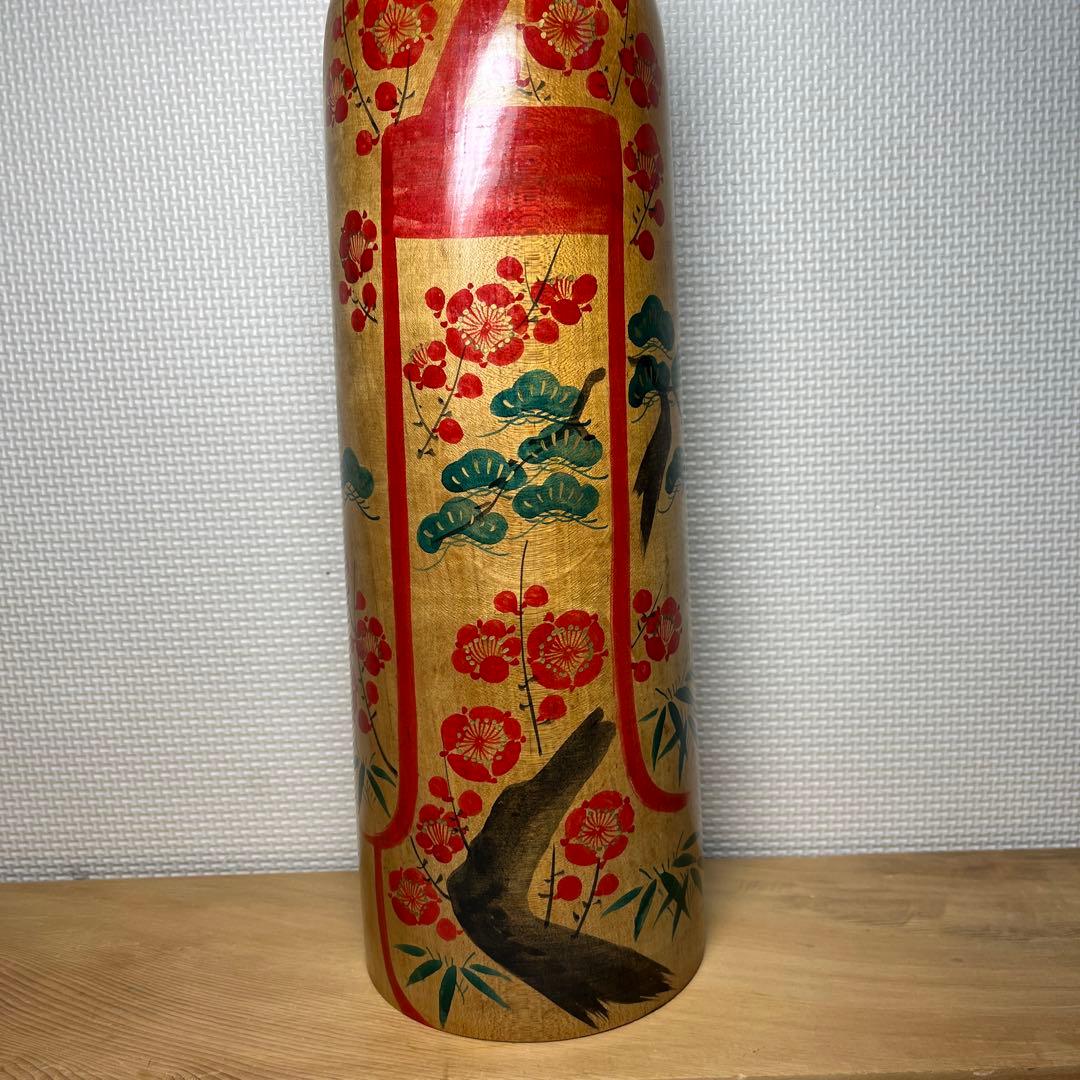 ⭕️木地山こけし1.5尺　伝統こけし　小椋啓太郎指導松竹梅模様　蒔絵師　小野寺重一