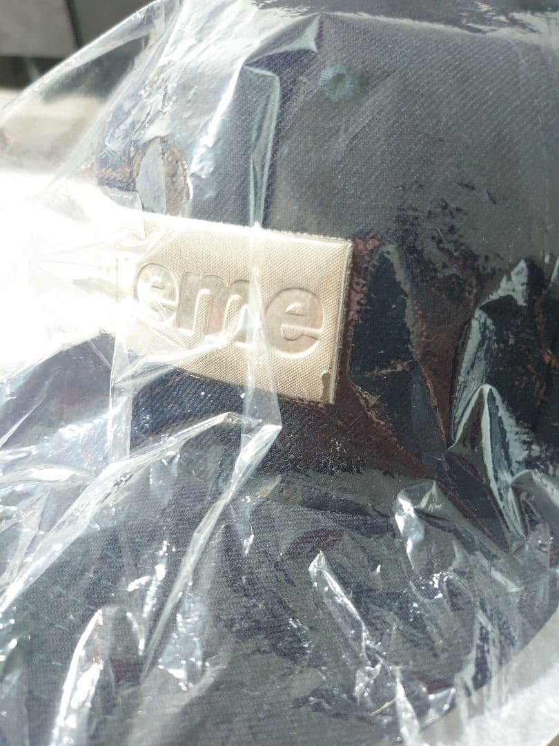 か*み様 Supreme 7-3/8 ネイビー メタリックボックスロゴキャップN