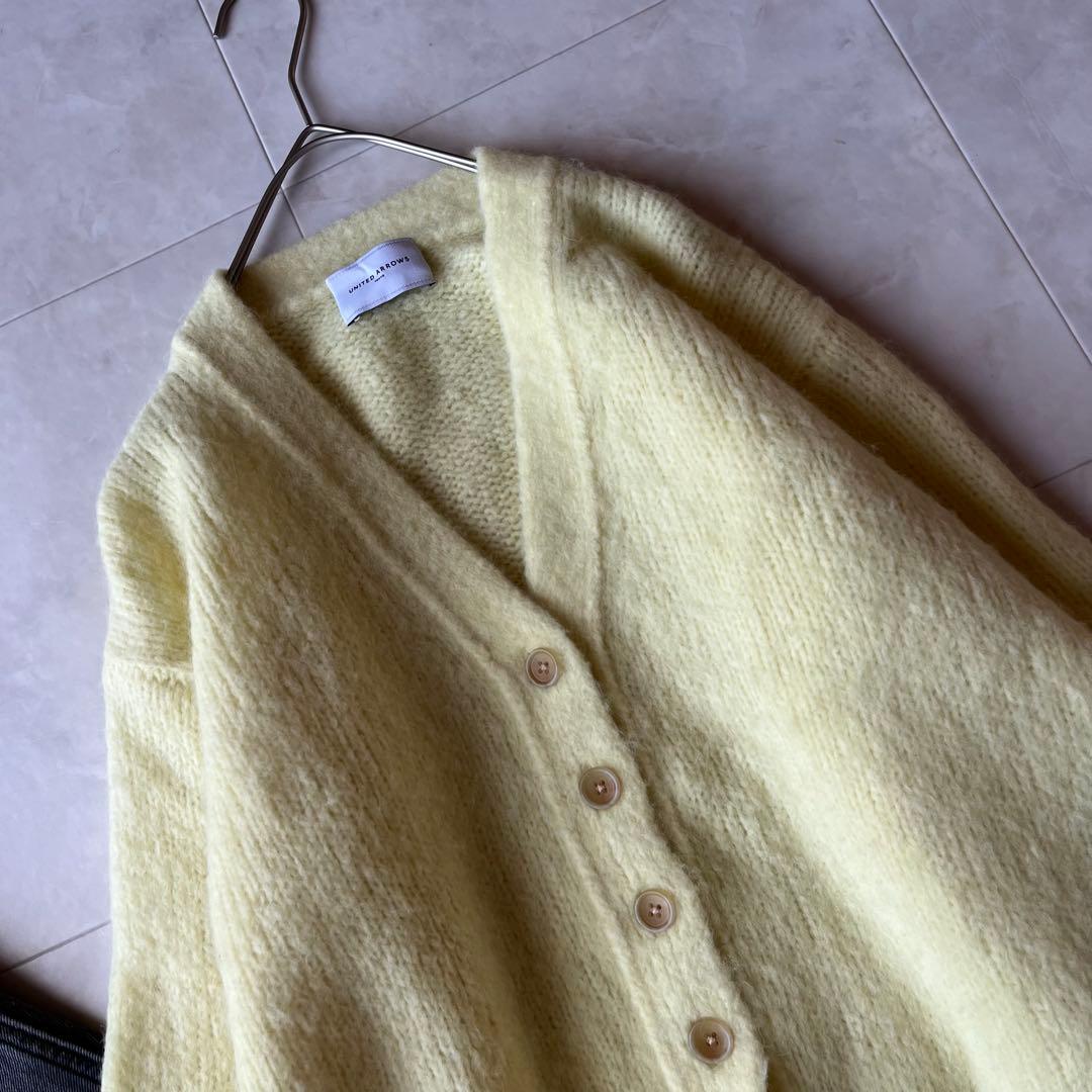 ユナイテッドアローズ✨上質ふわもこアルパカVネックニットカーデ　黄