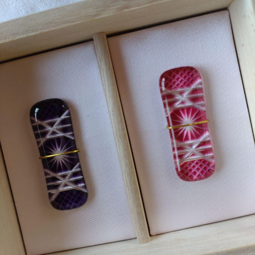 【新品未使用】 薩摩切子　箸置　頌峰作『明星』 薩摩切子の 箸置