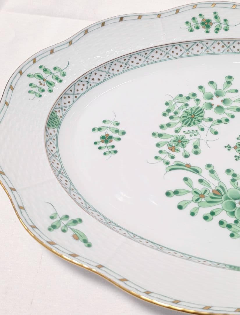 ヘレンド 森の宝物【オーバルプレート】waldstein green