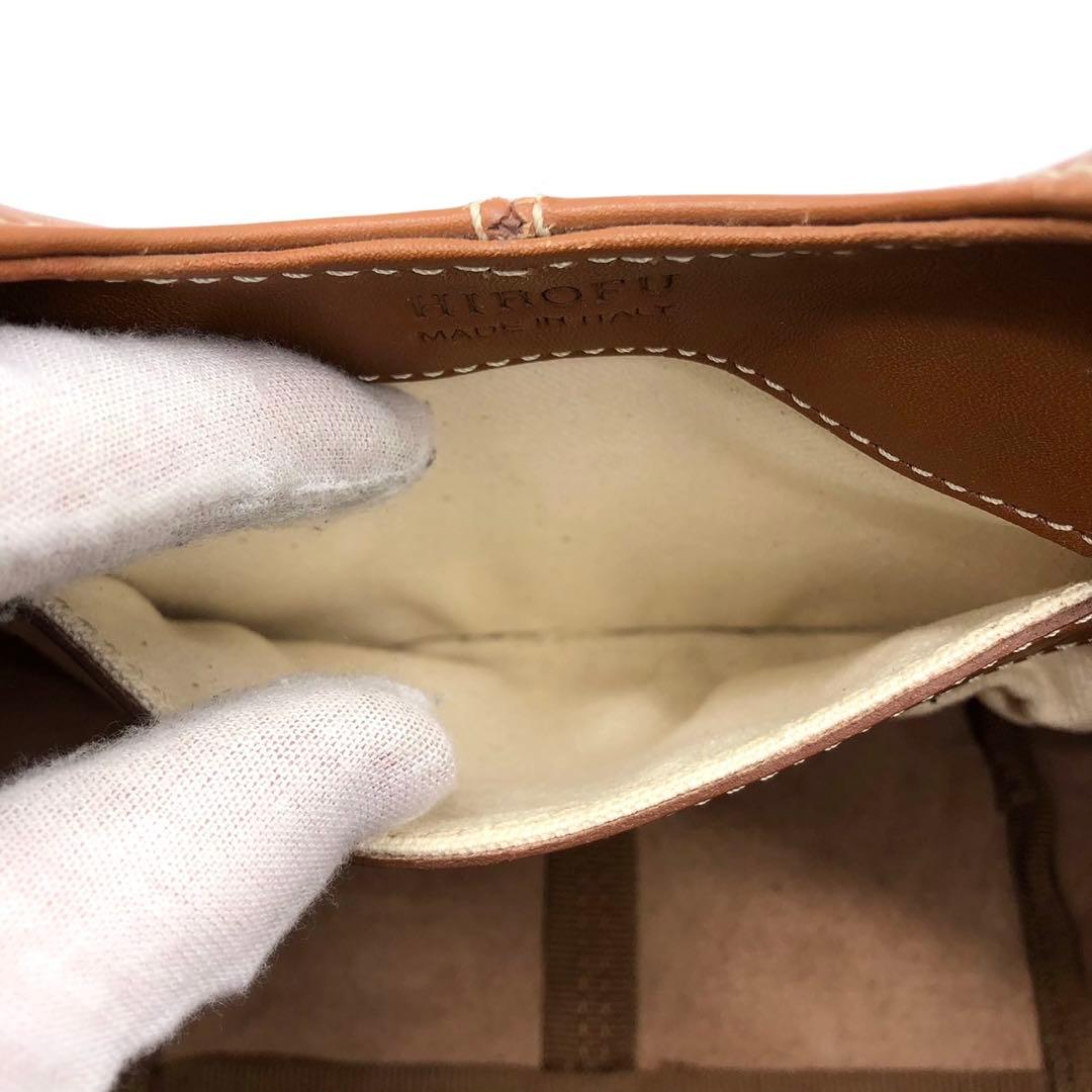 ✨極希少・美品✨ヒロフ ミニハンドバッグ Hロゴ 型押し レザー ライトブラウン