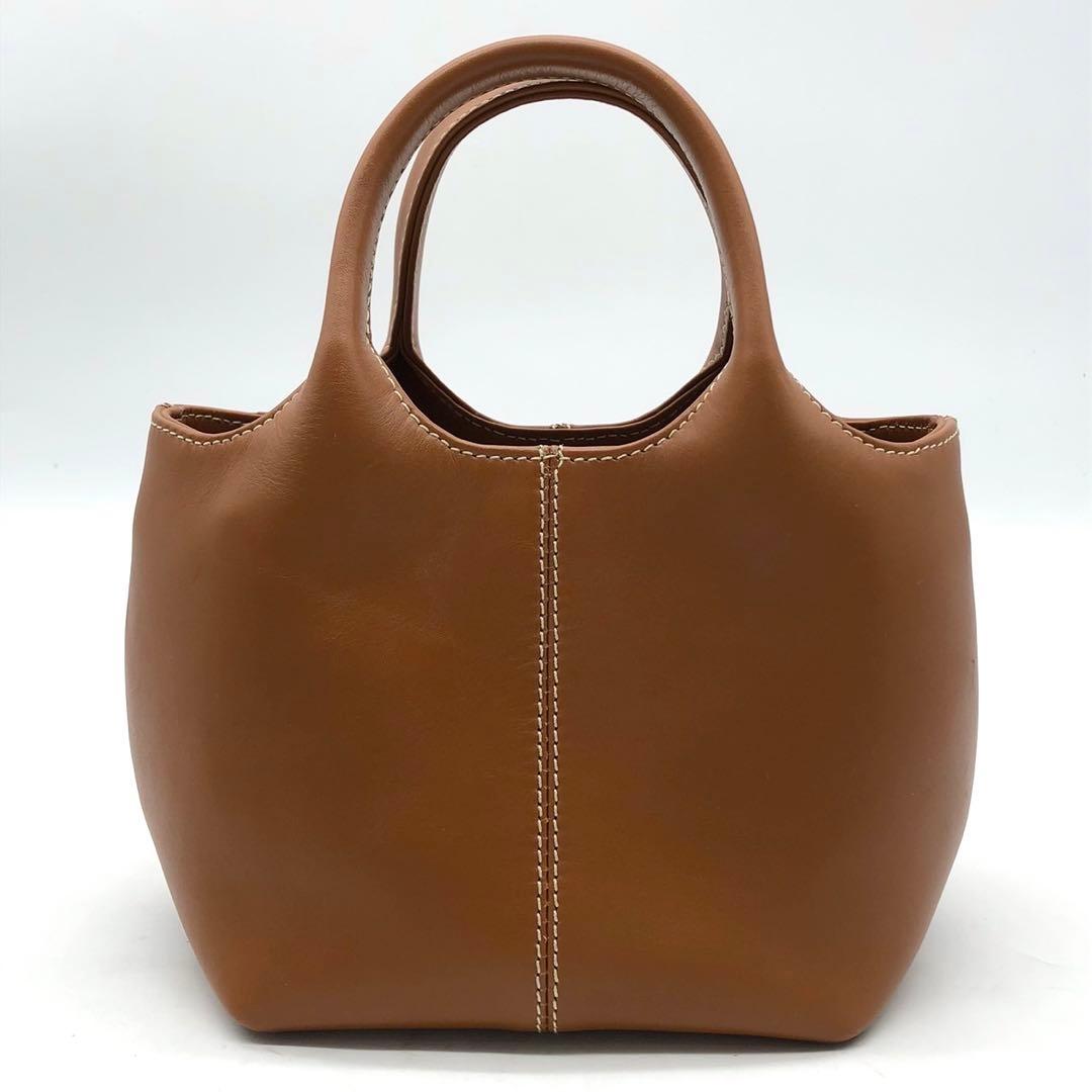 ✨極希少・美品✨ヒロフ ミニハンドバッグ Hロゴ 型押し レザー ライトブラウン