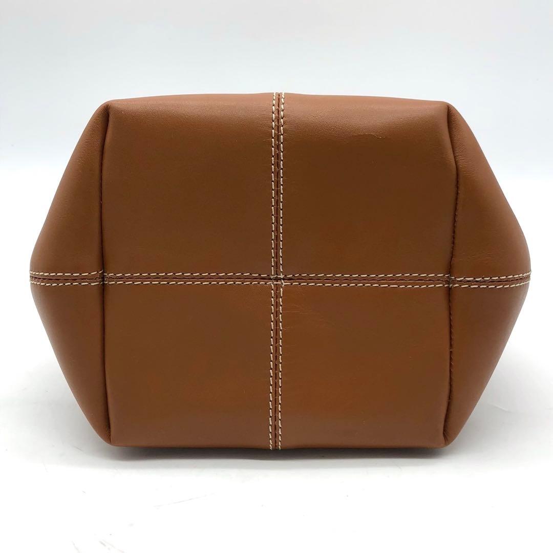 ✨極希少・美品✨ヒロフ ミニハンドバッグ Hロゴ 型押し レザー ライトブラウン