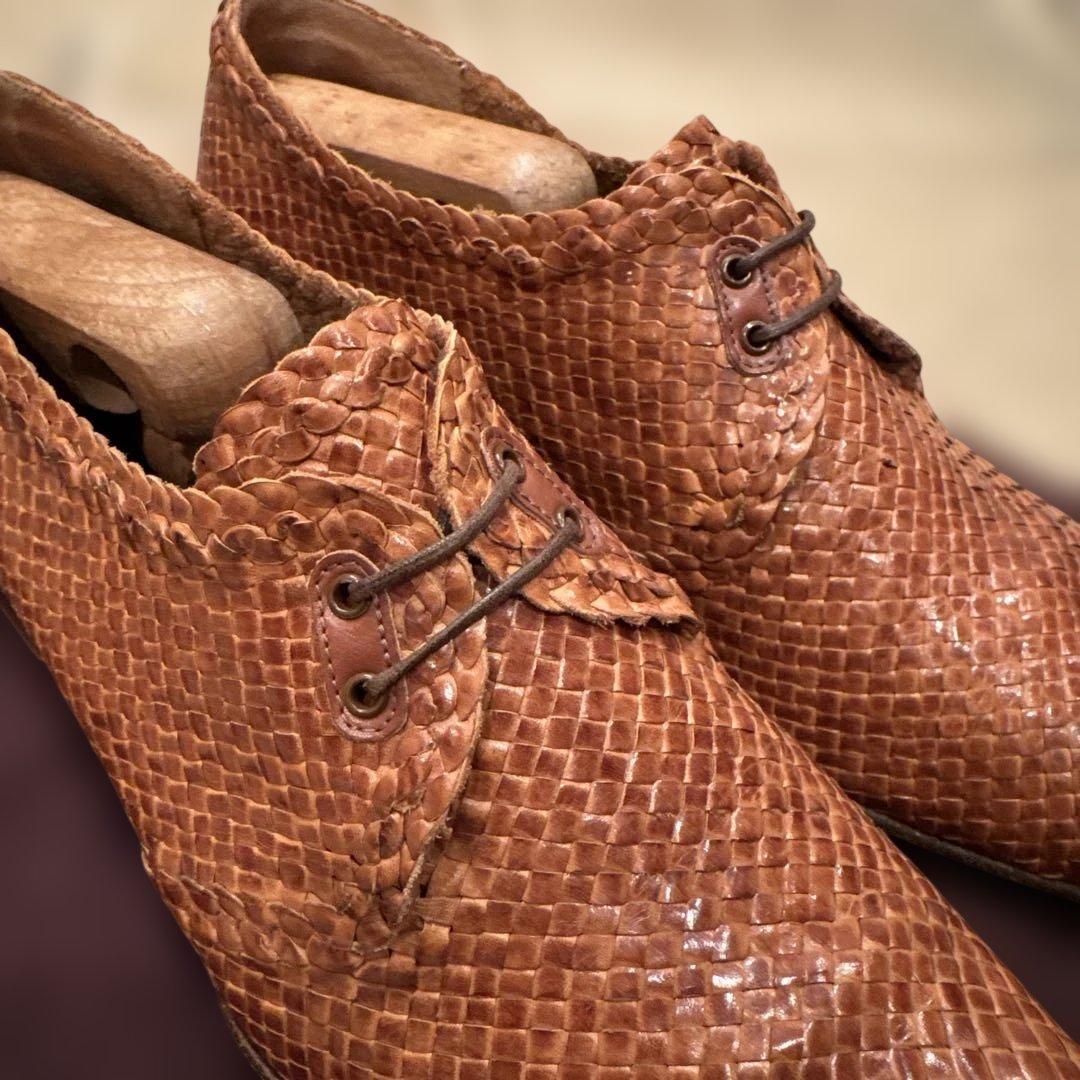 a.testoni⭐️レア極美品⭐️カンガルーレザー メッシュシューズ7.0size