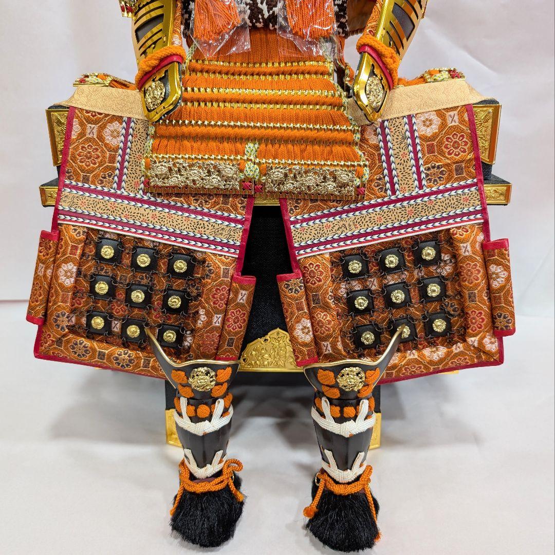 五月人形 鎧飾り 秀嘉作 仁徳 錆朱色縅 金色 正絹 翡翠 沙張櫃 子どもの日5