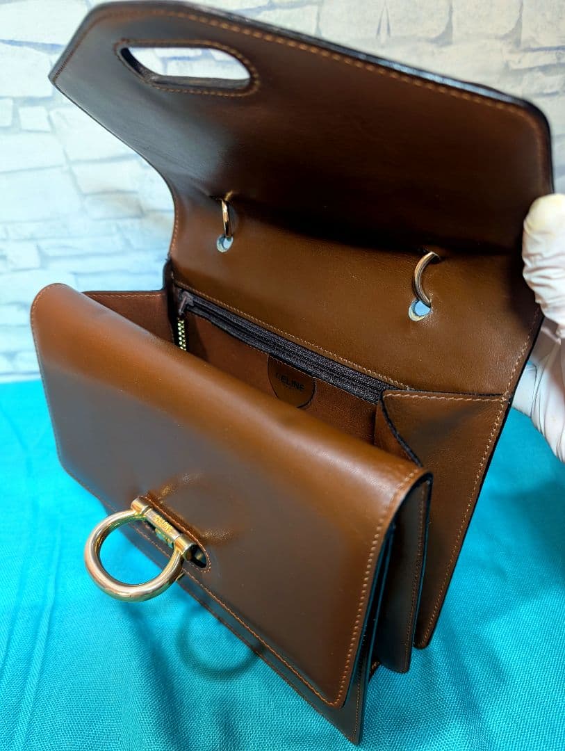 美品♥希少♥セリーヌ ハンドバッグ レザー ガンチーニ フォーマル CELINE