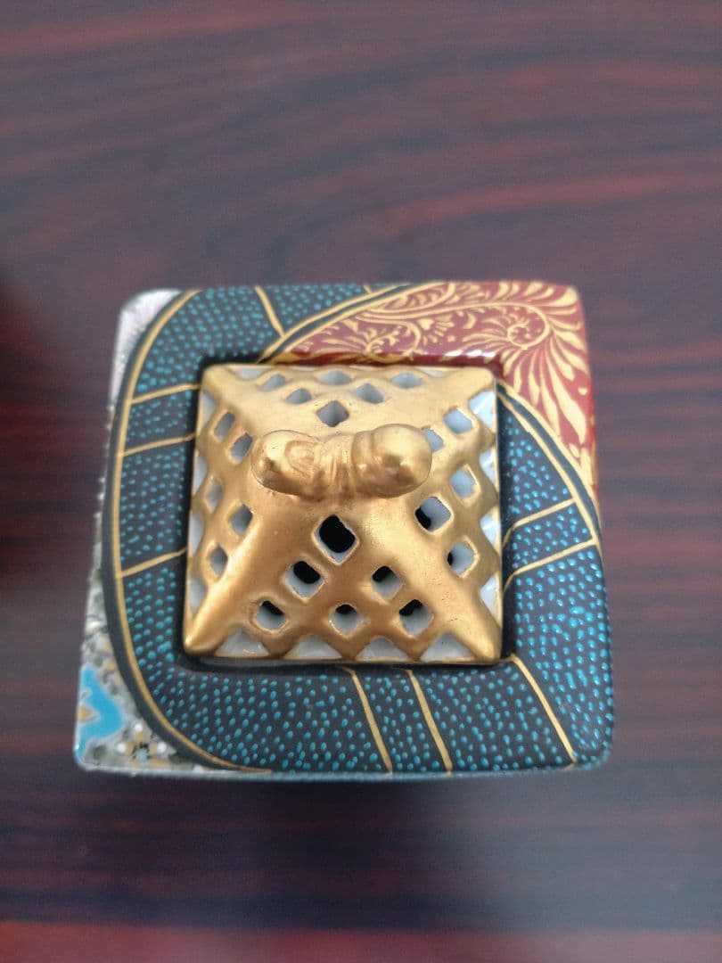 人気作家！九谷焼 中村陶志人 青粒花詰 香炉 共箱