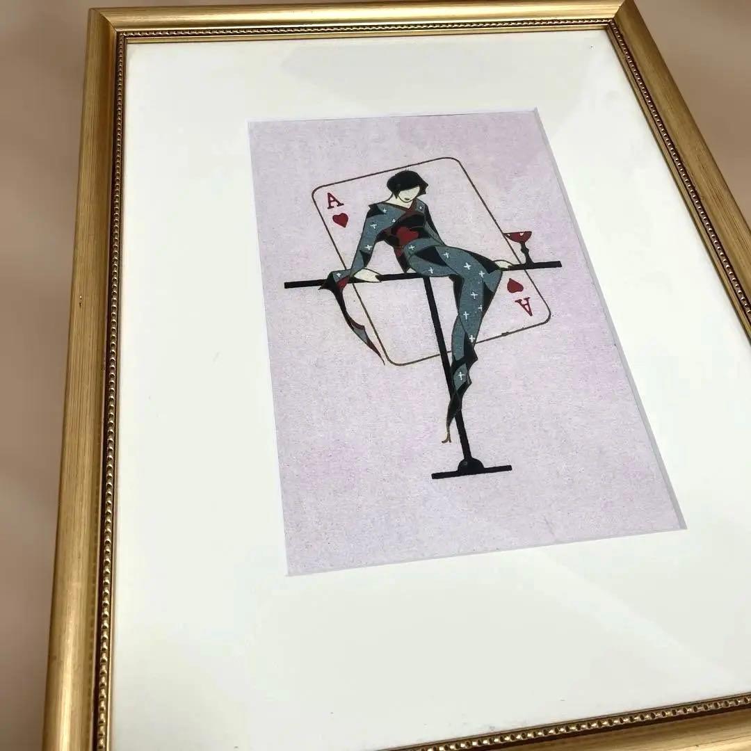 （希少）小林かいち　額装入りポスター　絵　（彼女の青春）