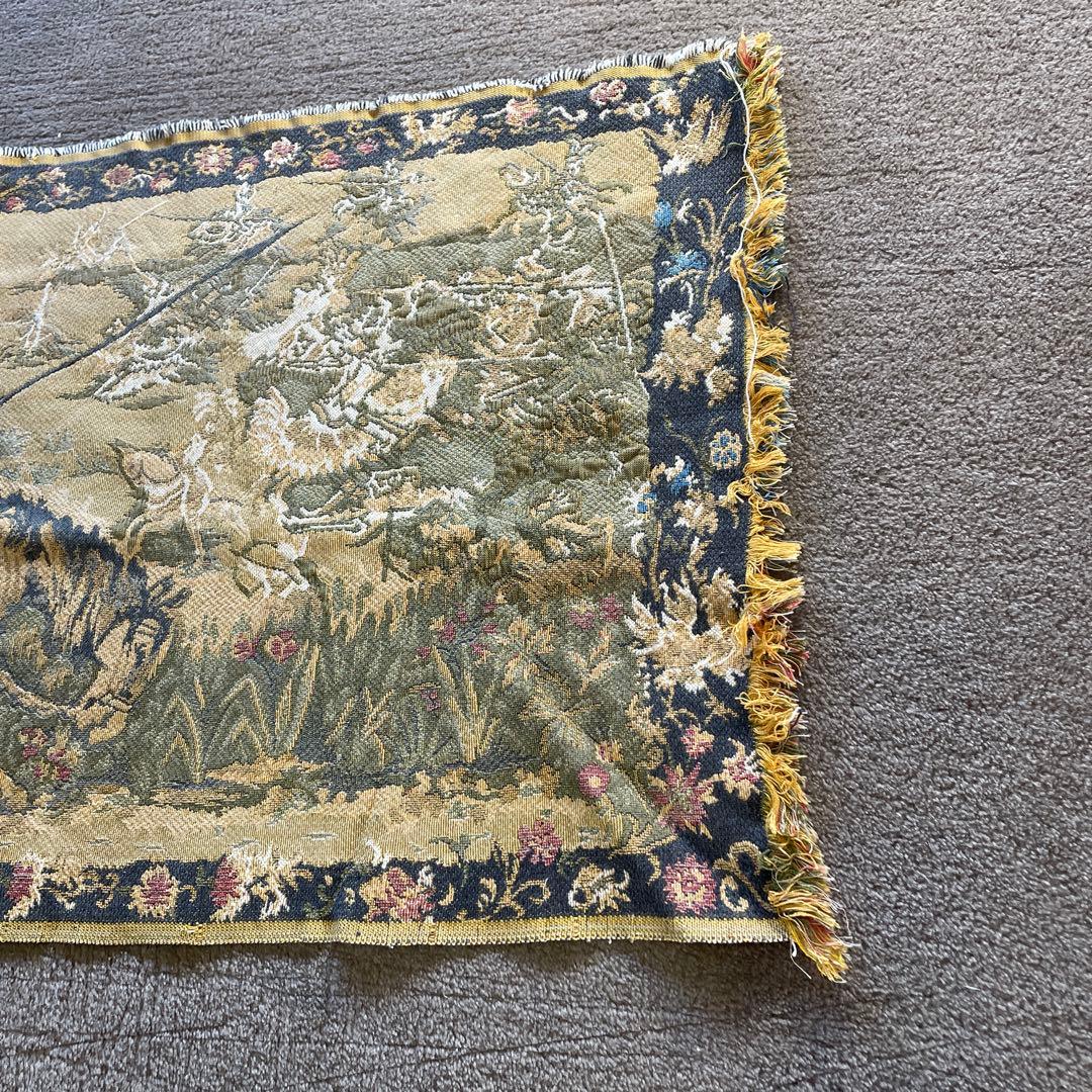 ゴブラン織 槍を持った騎士 ラグ タペストリー アンティーク ビンテージ