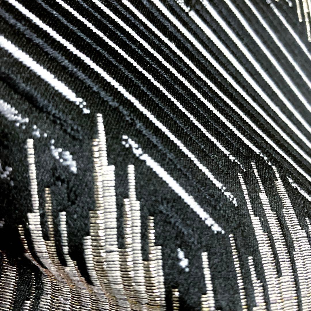 専用ページ　正絹　六通袋帯【抽象模様　斜めライン　黒】